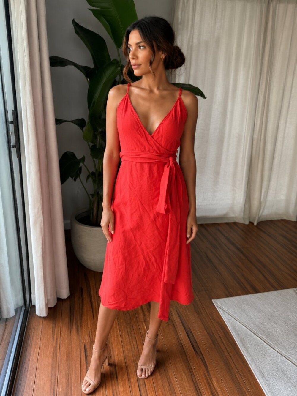 ❤️ FOREVER 21 Fire Red Wrap Dress – Size M